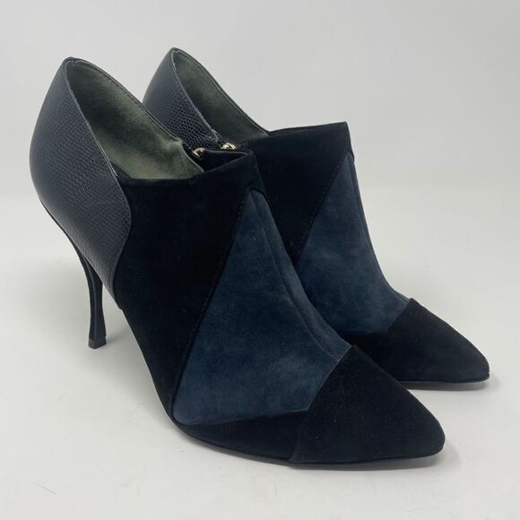 Tory Burch Lorelei Suede Bootie, Navy Stiletto, Size 10M, Side Zip - Picture 1 of 8